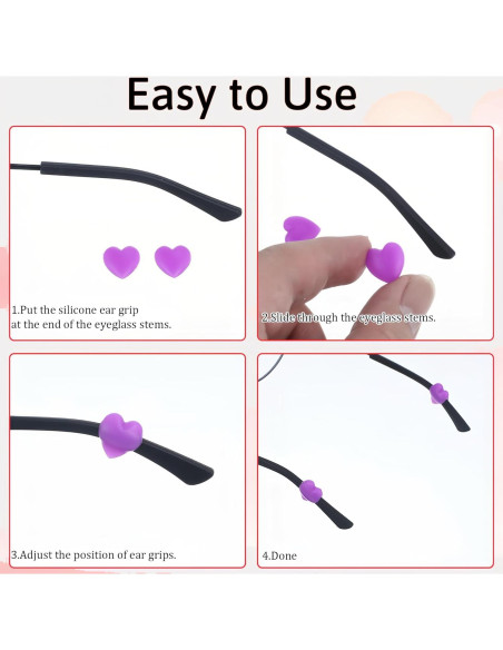 14 Pares Sujetadores Silicona Gafas Antideslizantes Corazón