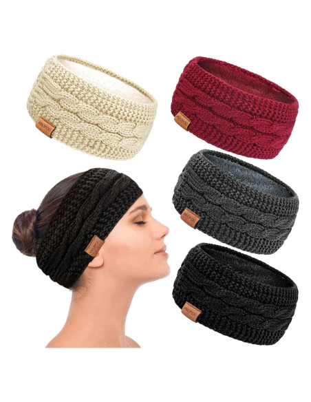 Diademas de Invierno PROPOG para Mujeres - Paquete de 4 Tejidas
