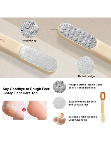 Lima de pies VISDOLL de acero inoxidable, doble cara, naranja