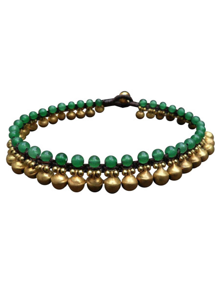 Pulsera de Tobillo de Jade Verde Infinityee888 25.4 cm