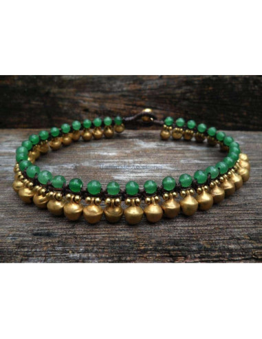 Pulsera de Tobillo de Jade Verde Infinityee888 25.4 cm
