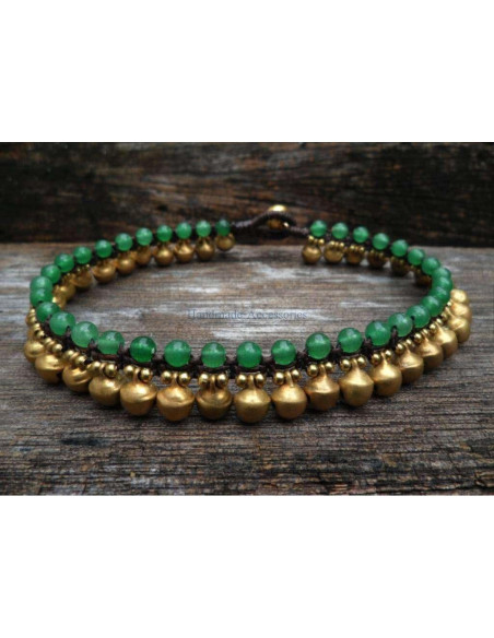 Pulsera de Tobillo de Jade Verde Infinityee888 25.4 cm