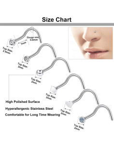 Aros Nasales Hipoalergénicos ONESING 36 Pcs Acero Inoxidable 2