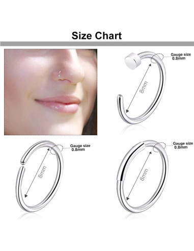 Aros Nasales Hipoalergénicos ONESING 36 Pcs Acero Inoxidable