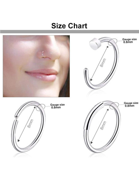 Aros Nasales Hipoalergénicos ONESING 36 Pcs Acero Inoxidable
