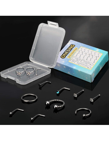 Aros Nasales Hipoalergénicos ONESING 36 Pcs Acero Inoxidable