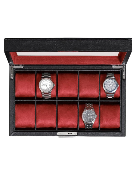 Caja de Reloj Rothwell de Cuero Sintético 10 Compartimentos