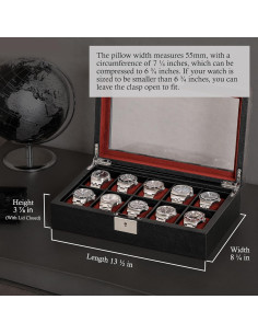 Caja de Reloj Rothwell de Cuero Sintético 10 Compartimentos 2