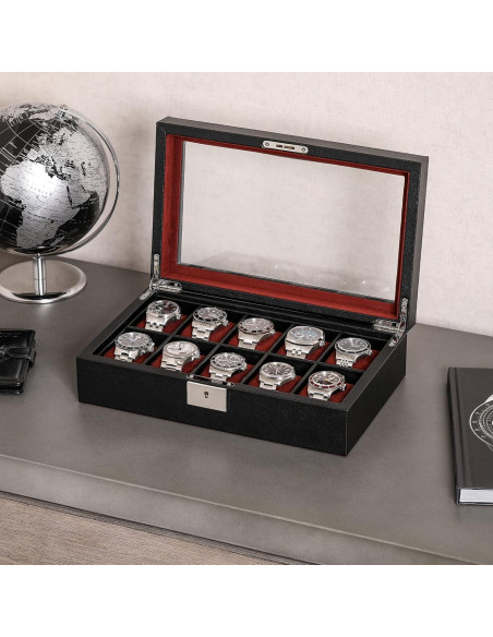 Caja de Reloj Rothwell de Cuero Sintético 10 Compartimentos