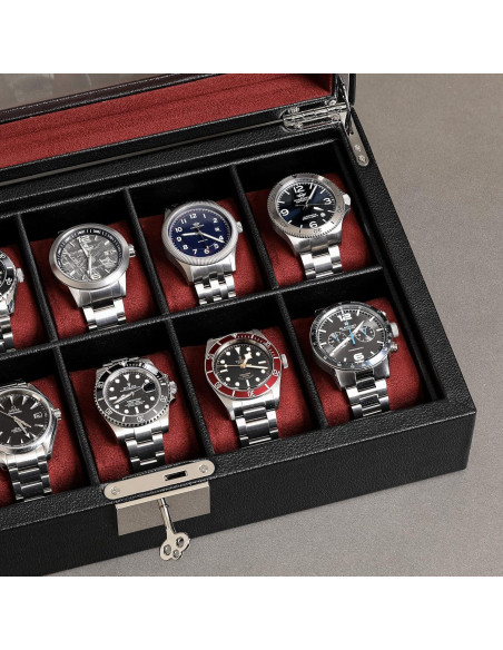 Caja de Reloj Rothwell de Cuero Sintético 10 Compartimentos
