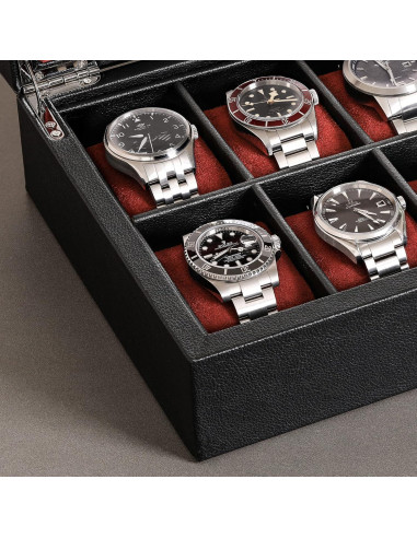 Caja de Reloj Rothwell de Cuero Sintético 10 Compartimentos