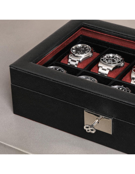 Caja de Reloj Rothwell de Cuero Sintético 10 Compartimentos