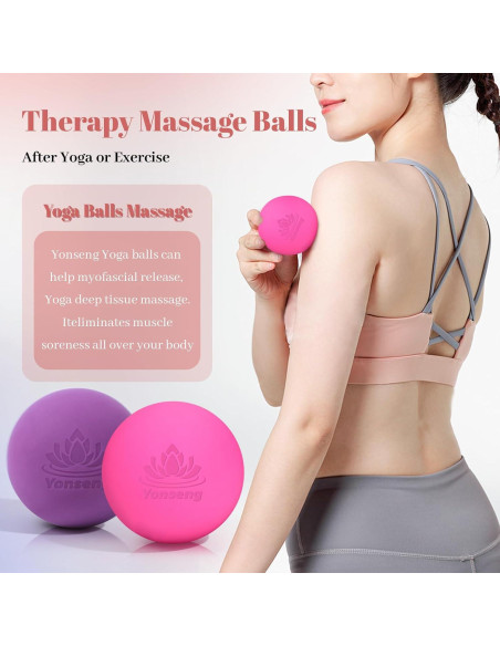 Pelotas de Masaje Lacrosse Yonseng 2 Piezas Rosa y Púrpura