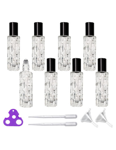 8 Botellas de Vidrio 10ml con Rodillo PYAWI - Accesorios Viaje