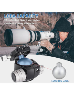 Cabezal de bola CAVIX D-55A 55mm para trípode 40kg 2