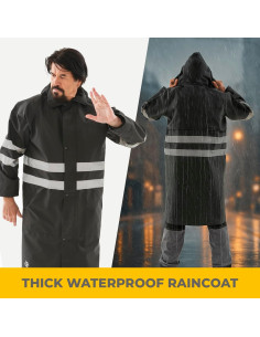 Impermeable de Seguridad ALBATROSS PLUS Larga Capucha Negro 2