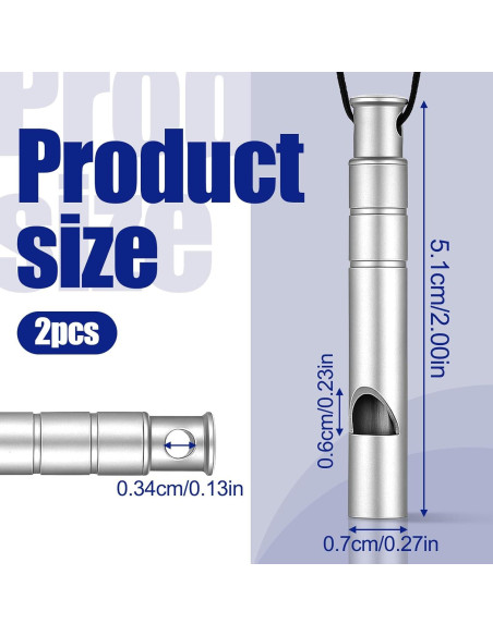 2 Silbatos de Emergencia de Titanio Yuomeaz 120db con Cordón