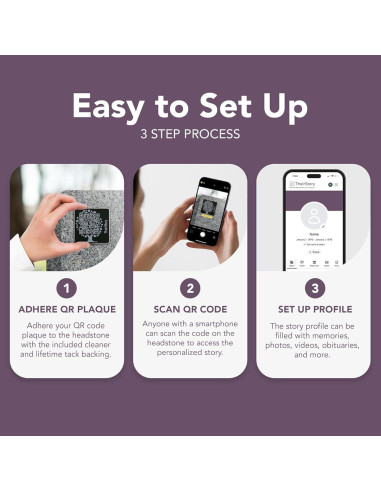 Lápida QR TheirStory 5.08x5.08cm Aluminio Resistente