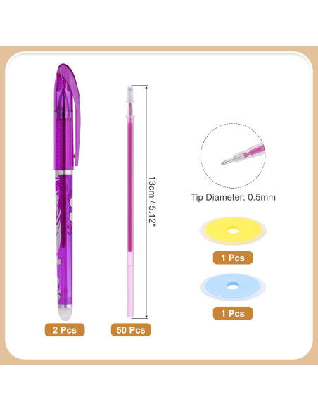 Bolígrafos Borrables por Calor PATIKIL 0.5mm Tinta Púrpura Bolígrafos Borrables por Calor PATIKIL 0.5mm Tinta Púrpura