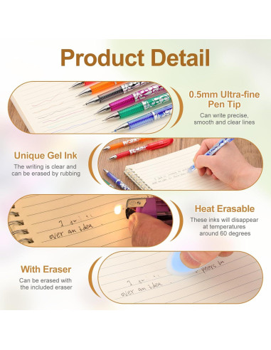 Bolígrafos Borrables por Calor PATIKIL 0.5mm Tinta Púrpura