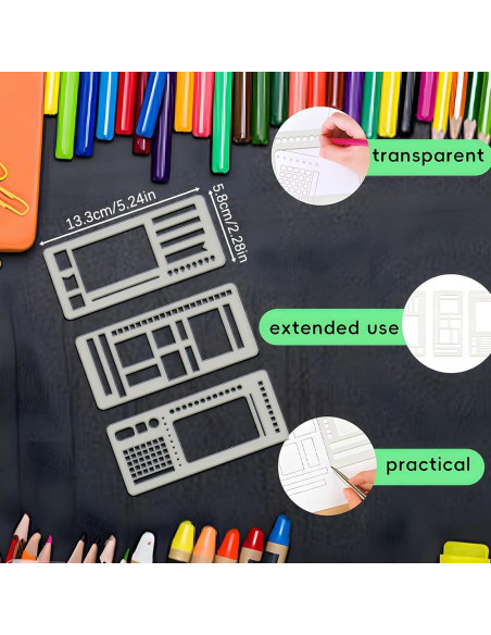 Plantillas de Registro Flexibles Nuckhuce - 9 Piezas para Journaling