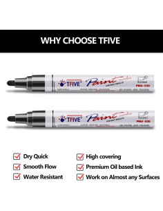 Marcadores de Pintura Permanente TFIVE Negros - 2 Unidades, Punta Media 2