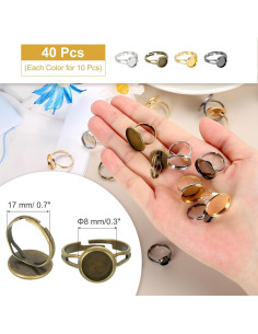 Base de Anillo de Metal Ajustable MECCANIXITY 40 Pcs 8mm 2