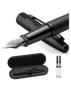 Pluma Fuente Nicpro Negra Clásica Punta Extra Fina 0.38mm