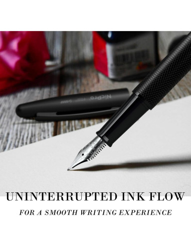 Pluma Fuente Nicpro Negra Clásica Punta Extra Fina 0.38mm