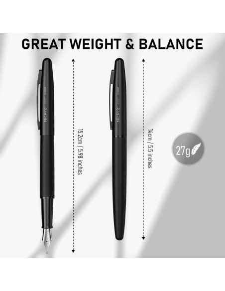 Pluma Fuente Nicpro Negra Clásica Punta Extra Fina 0.38mm