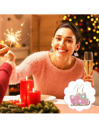 Kit de Pendientes DIY Siifert 24 Pares Navidad Rosa