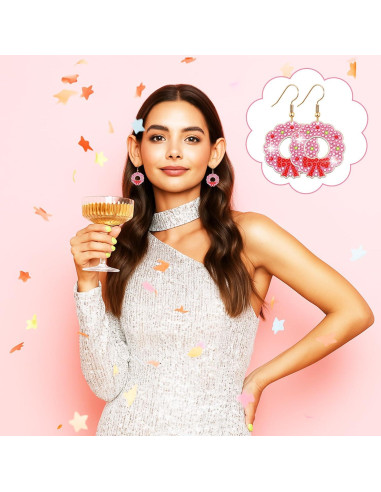 Kit de Pendientes DIY Siifert 24 Pares Navidad Rosa