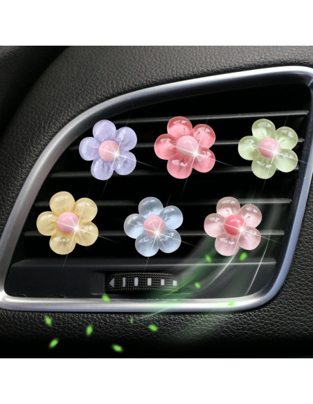 6 Accesorios de Coche Flor Pentapétala PurYupearl Multicolor