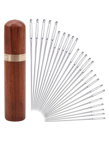 25 Piezas Agujas de Coser a Mano Yklbpd con Estuche de Madera