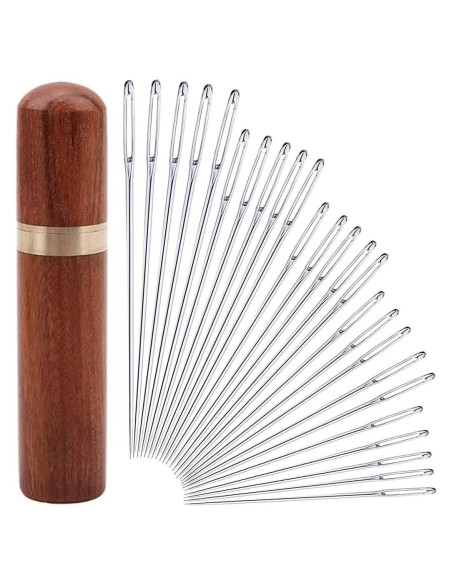 25 Piezas Agujas de Coser a Mano Yklbpd con Estuche de Madera