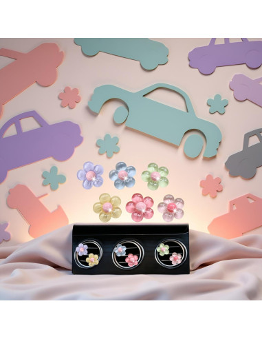 6 Accesorios de Coche Flor Pentapétala PurYupearl Multicolor