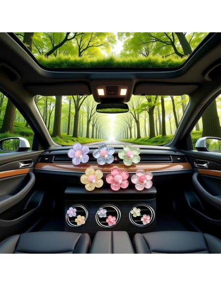 6 Accesorios de Coche Flor Pentapétala PurYupearl Multicolor