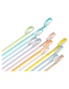 Cinta Washi Yubbaex 12 Rollos Decorativas 8mm Arcoíris