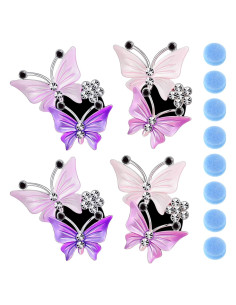 4 Clips de Aromaterapia para Coche Frienda Mariposa Rosa y Púrpura