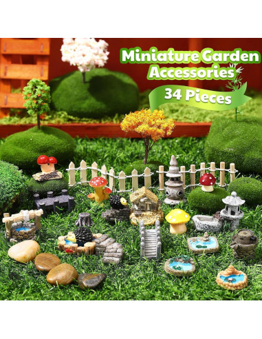 Set 35 Accesorios Mini Jardín VioraWhite para Arañas Saltadoras