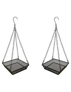 Paquete de 2 bandejas colgantes para aves WOWARE de metal