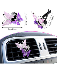 4 Clips de Aromaterapia para Coche Frienda Mariposa Rosa y Púrpura 2