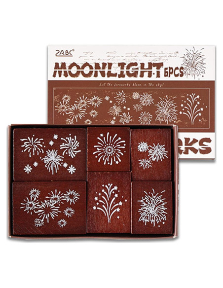 Set de 6 Sellos de Madera y Goma SIBLYMONA para Manualidades Set de 6 Sellos de Madera y Goma SIBLYMONA para Manualidades