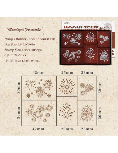 Set de 6 Sellos de Madera y Goma SIBLYMONA para Manualidades