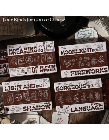 Set de 6 Sellos de Madera y Goma SIBLYMONA para Manualidades