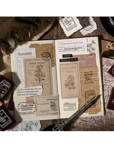 Set de 6 Sellos de Madera y Goma SIBLYMONA para Manualidades