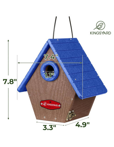 Casa de Aves de Plástico Reciclado Kingsyard Azul 19x13x21cm