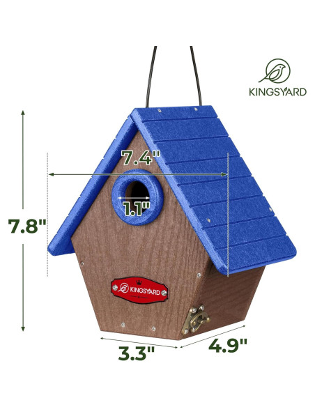 Casa de Aves de Plástico Reciclado Kingsyard Azul 19x13x21cm