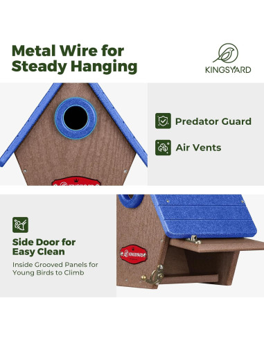 Casa de Aves de Plástico Reciclado Kingsyard Azul 19x13x21cm