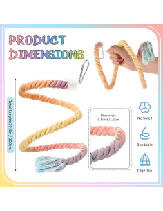 2 Perchas de Cuerda para Aves WinnerWhy 1 m Algodón Gradiente 2